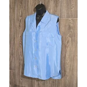 Anne Alexander‎ Blue Sleeveless Blouse - Size Large - Silk Blend